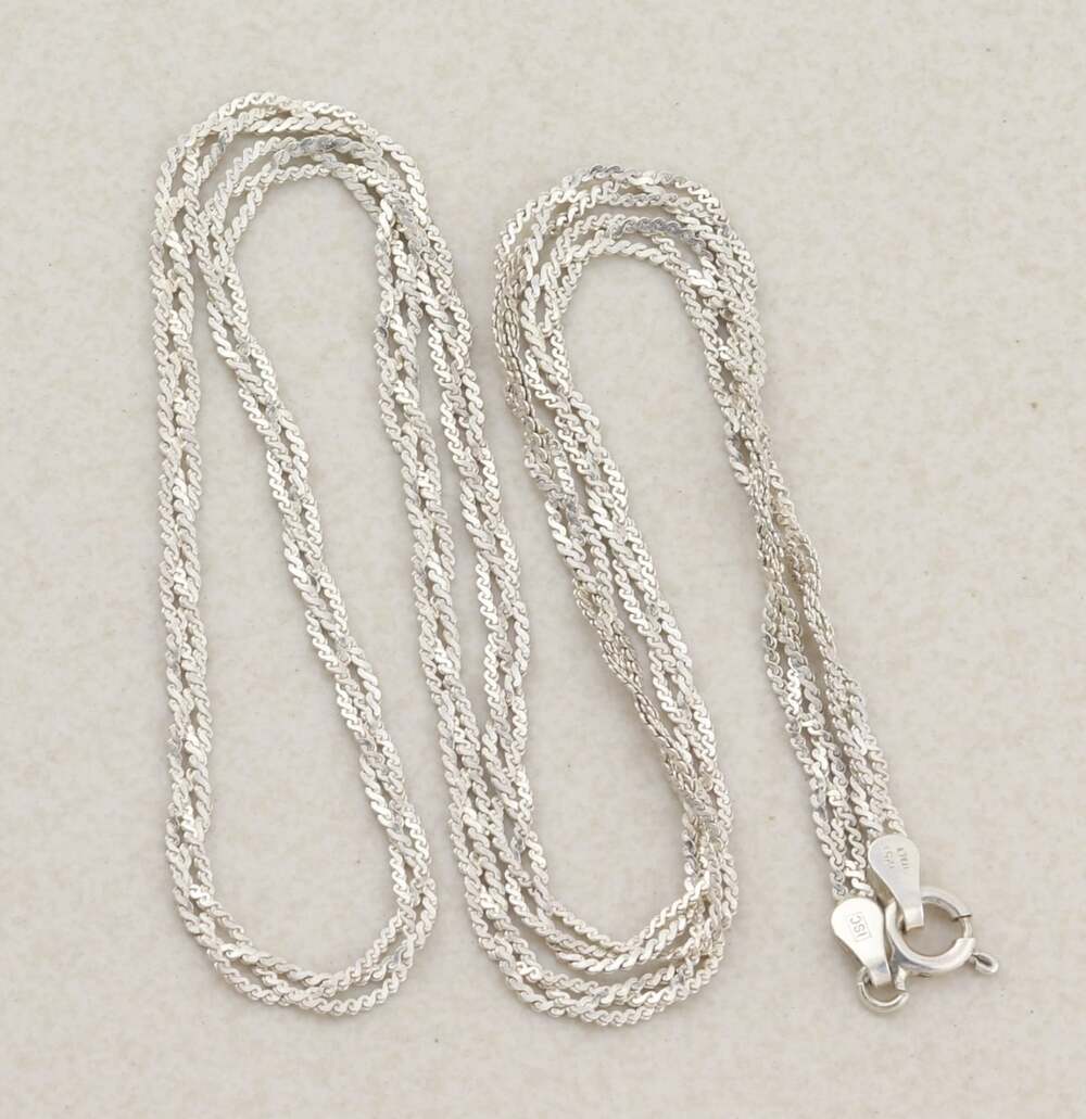 Sterling Silver Braided Weave Chain Necklace 20" inch